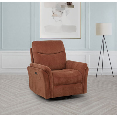 Beacon Rust Upholstered Power Swivel Recliner