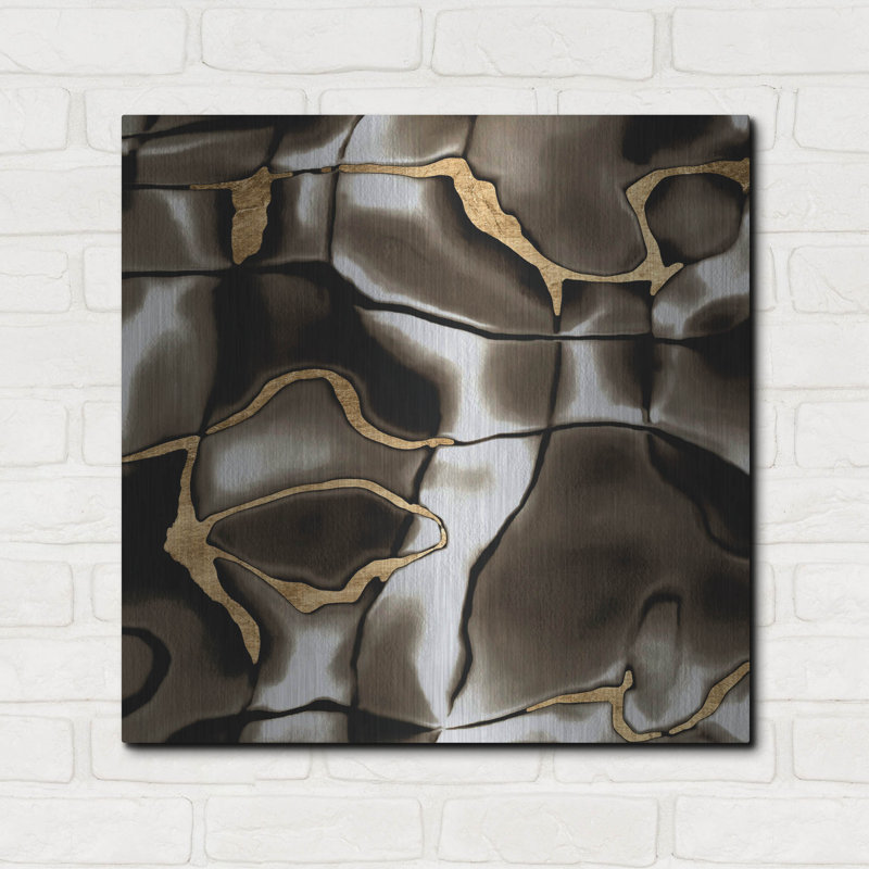  «Golden Shimmer 1» par Alonzo Saunders, art mural en métal, 24 po x 24 po, H 24 po x l 24 po