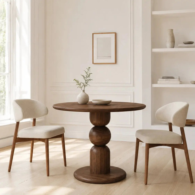 Table de salle à manger ronde en bois de noyer massif Dorel, R = 44 po