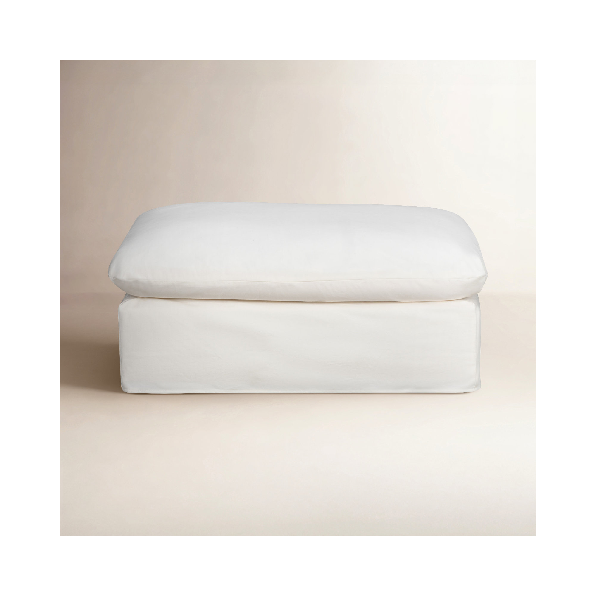 Luna Slipcovered Ottoman And A Half, Bayou Off White Canvas