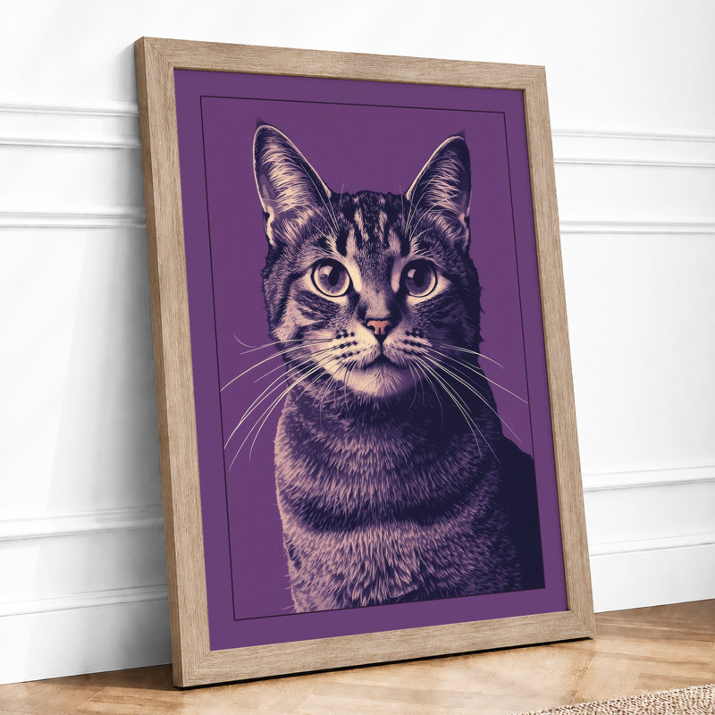 Tabby Gaze Modern - Framed Print, A3 - 42.0 x 29.7 cm, Oak