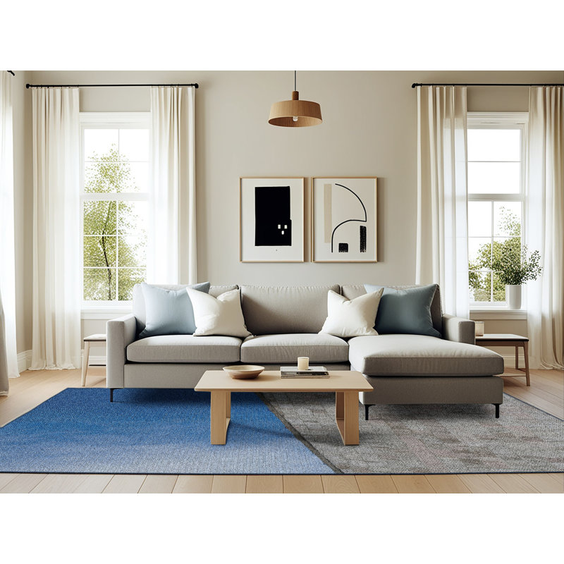 Gris Perdomo/Tapis décoratif bleu, Rectangle 6 pi x 9 pi