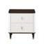 Table de chevet 2 tiroirs blanche et brune avec port USB