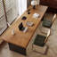 Bureau rectangulaire brun et noir en bois massif-109372285
