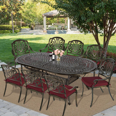 Oval 8 - Person 84'' Long Dining Set with Cushions
