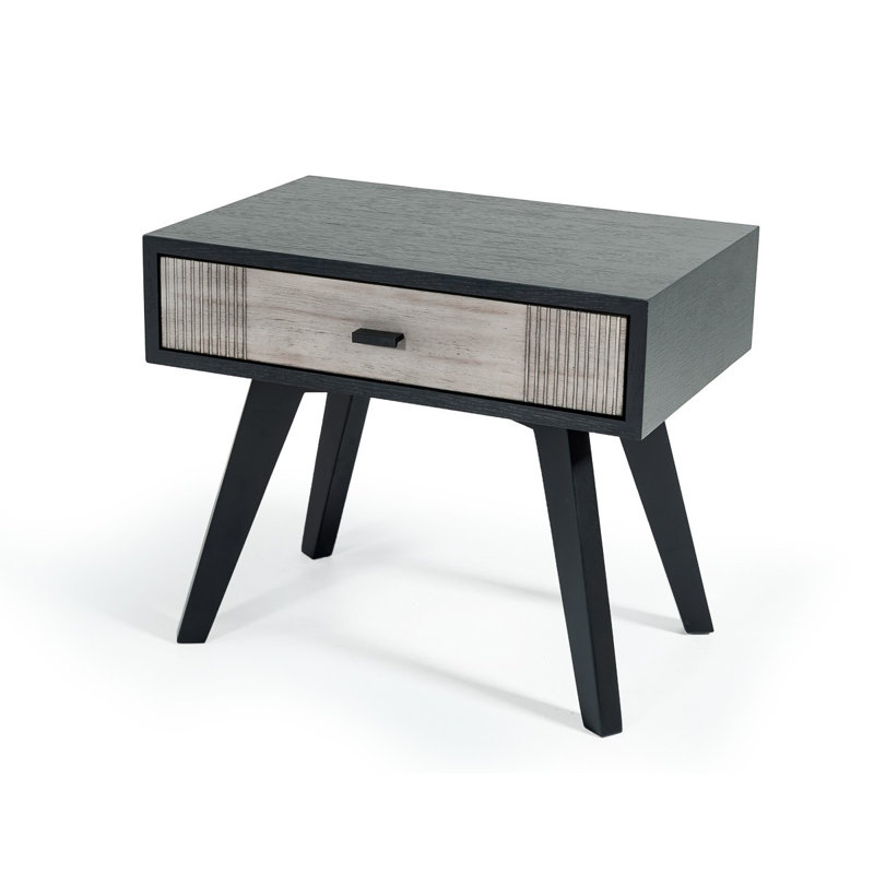 Table de chevet 1 tiroir Geyer - gris / noir