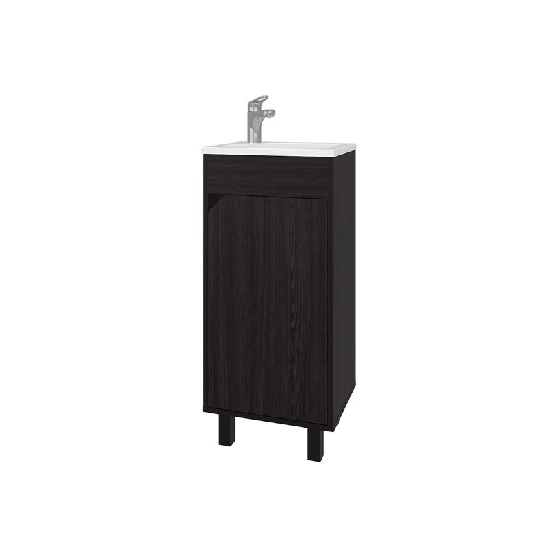 Meuble-lavabo avec lavabo et robinet intégrés, Marron foncé