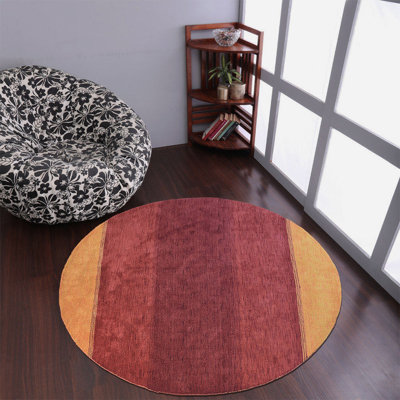 Tapis écologiques en laine nouée à la main Manns - Rond | Orange et rouge | Design contemporain | Tapis pour le salon, la chambre à coucher