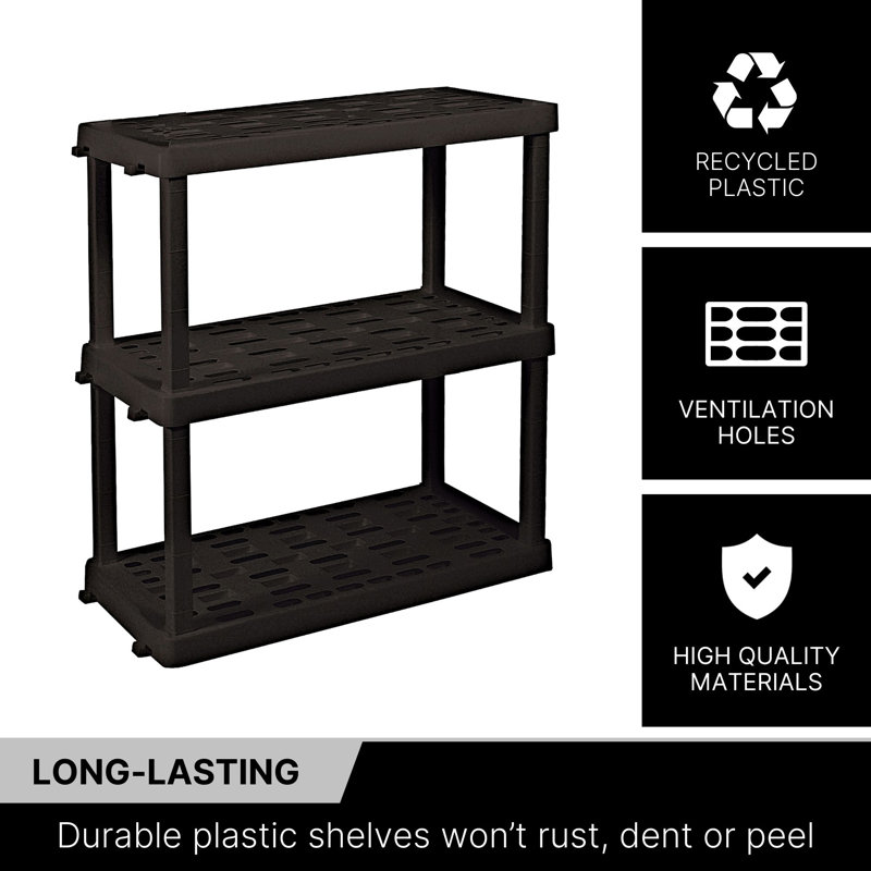 Nancilee 3-Tier Heavy Duty Storage Shelving Unit for Garage, Pantry & Utility Room, 36" W x 18" D x 38" H, White