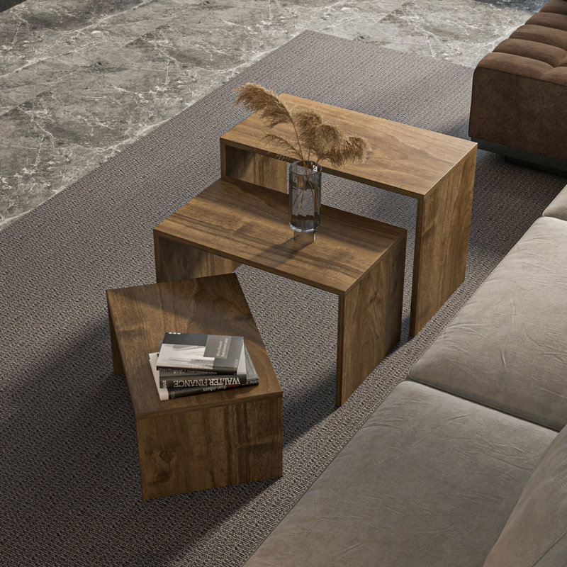 Shalesa Modern Nesting Table, Walnut