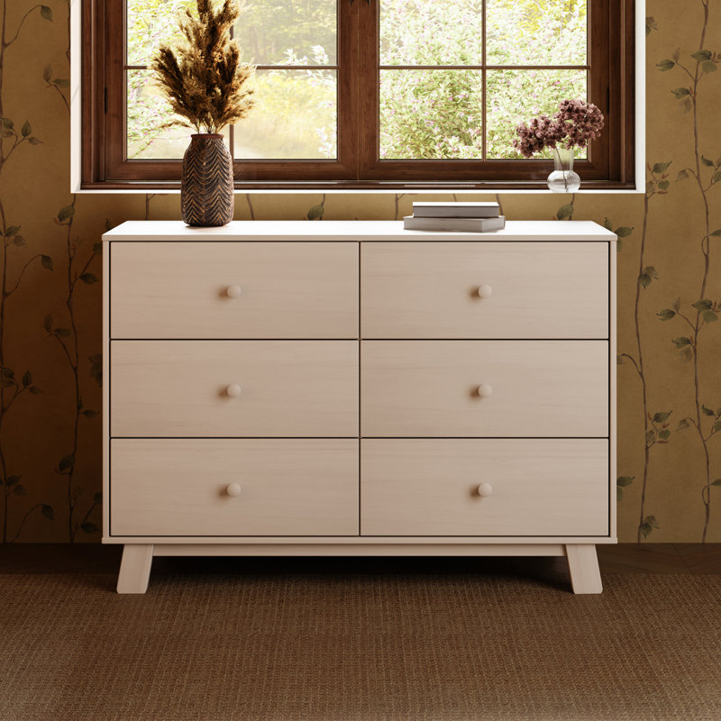 Hudson Modern 6-Drawer Assembled Double Dresser, Ivory