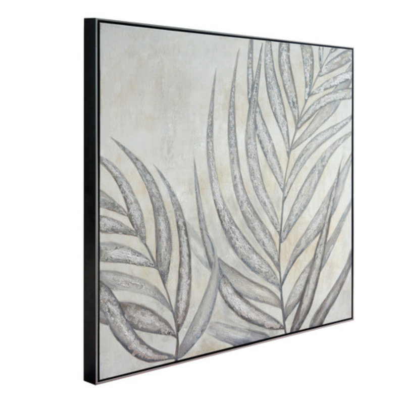 Art mural gris feuilles de palmier