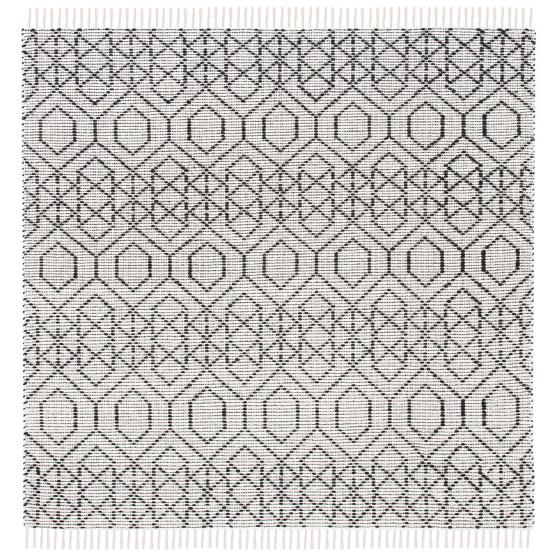 Tapis géométrique en coton tissé à la main Montauk, Carré 6 pi