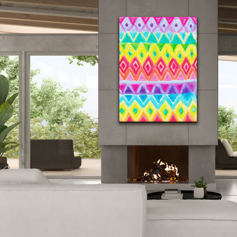 «Watercolor Rainbow Rows» par Hello Angel, art mural sur toile, 26 po x 30 po, H 54 po x l 40 po x P 1,5 po