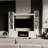 Modern Entertainment Center With Bookshelves, Cabinet Storage, Cable Management & Top Display Shelf-1327484762