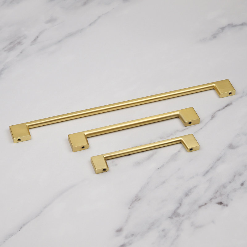 Brushed Brass Slim Square D-Bar Handles, 128mm