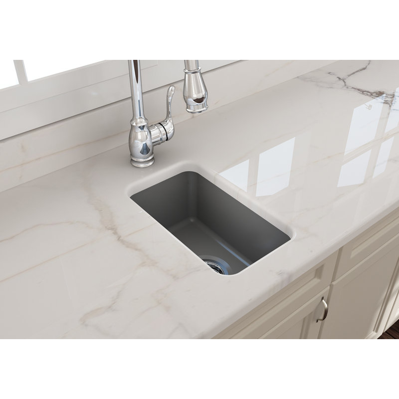 Évier de cuisine à fixation double L 12 po x l 18 po avec accessoires, Gris mat