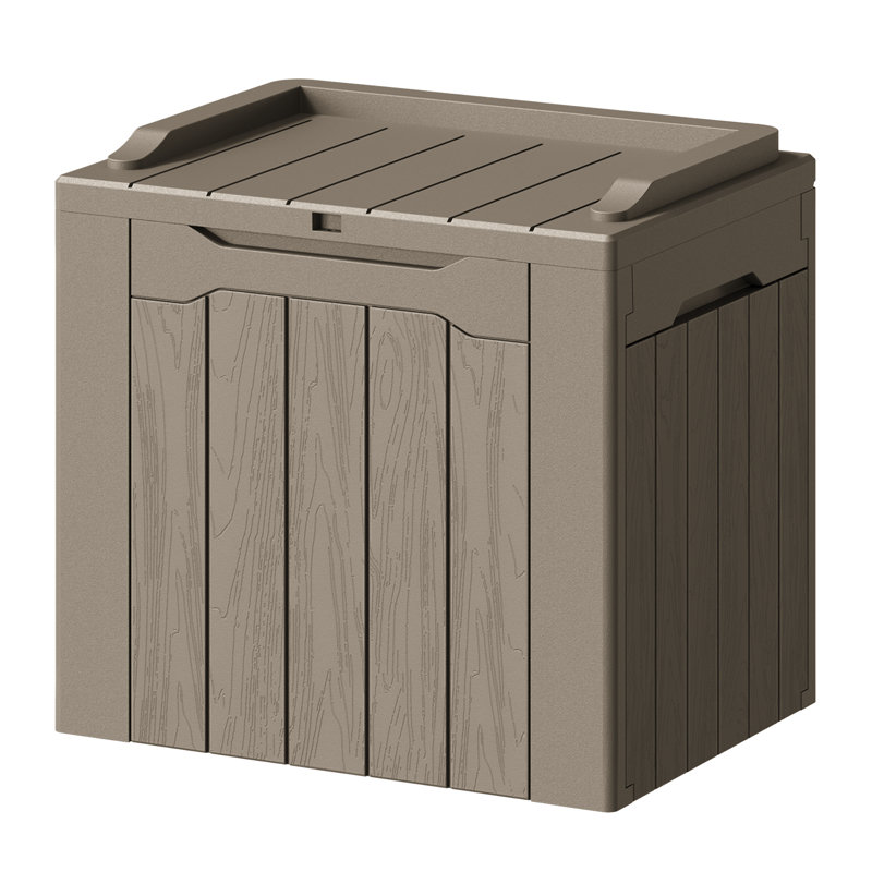 Boîte de rangement en résine verrouillable 31 gallons, Marron clair