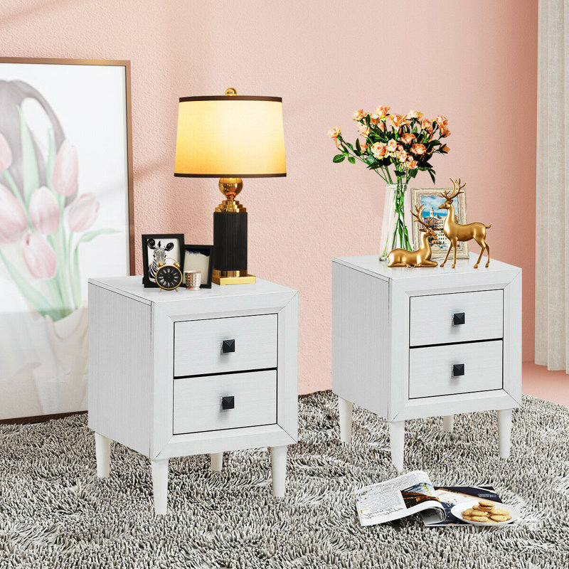 Dugazon 16.5'' W Nightstand, White, Set Of 2