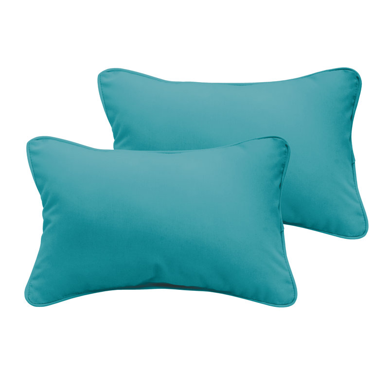 Selene Outdoor Reversible Throw Pillow, Aqua Blue, 12" H x 24" W
