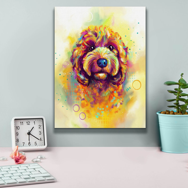 «Pop Art Goldendoodle» par Furbaby Affiliates, art mural sur toile, H 16 po x l 12 po x P 0,75 po