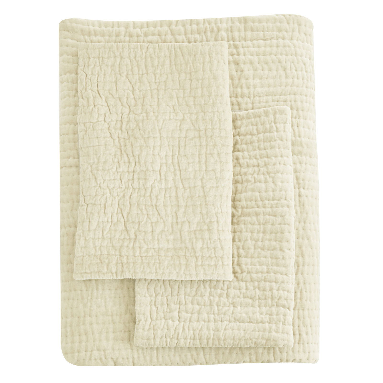 Chambord Cotton Quilt Set, Queen Quilt + 2 Standard Shams, Ivory