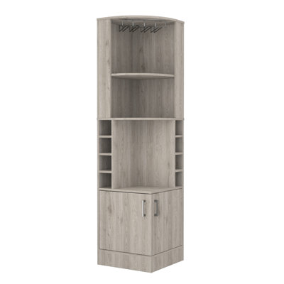 Aun 8 Capacity Gray Wine Cabinet With Functional Shelves 2-Shelf Drink Special Storage Options