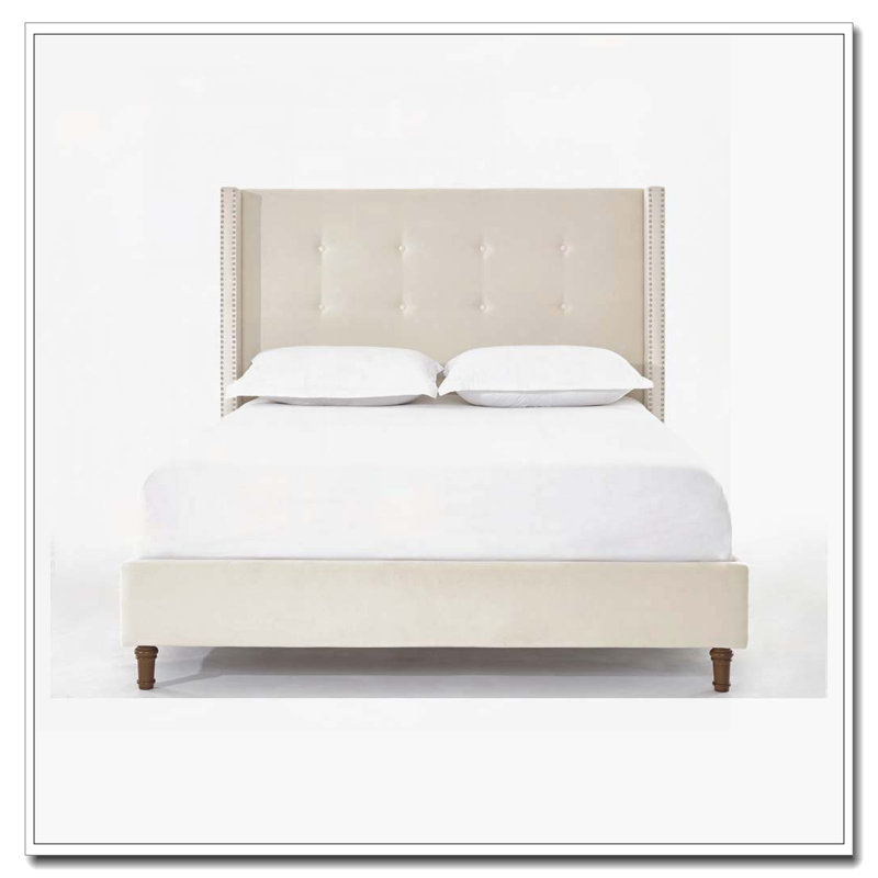 Lit tapissier Tall, Ivoire ivoire, Grand lit