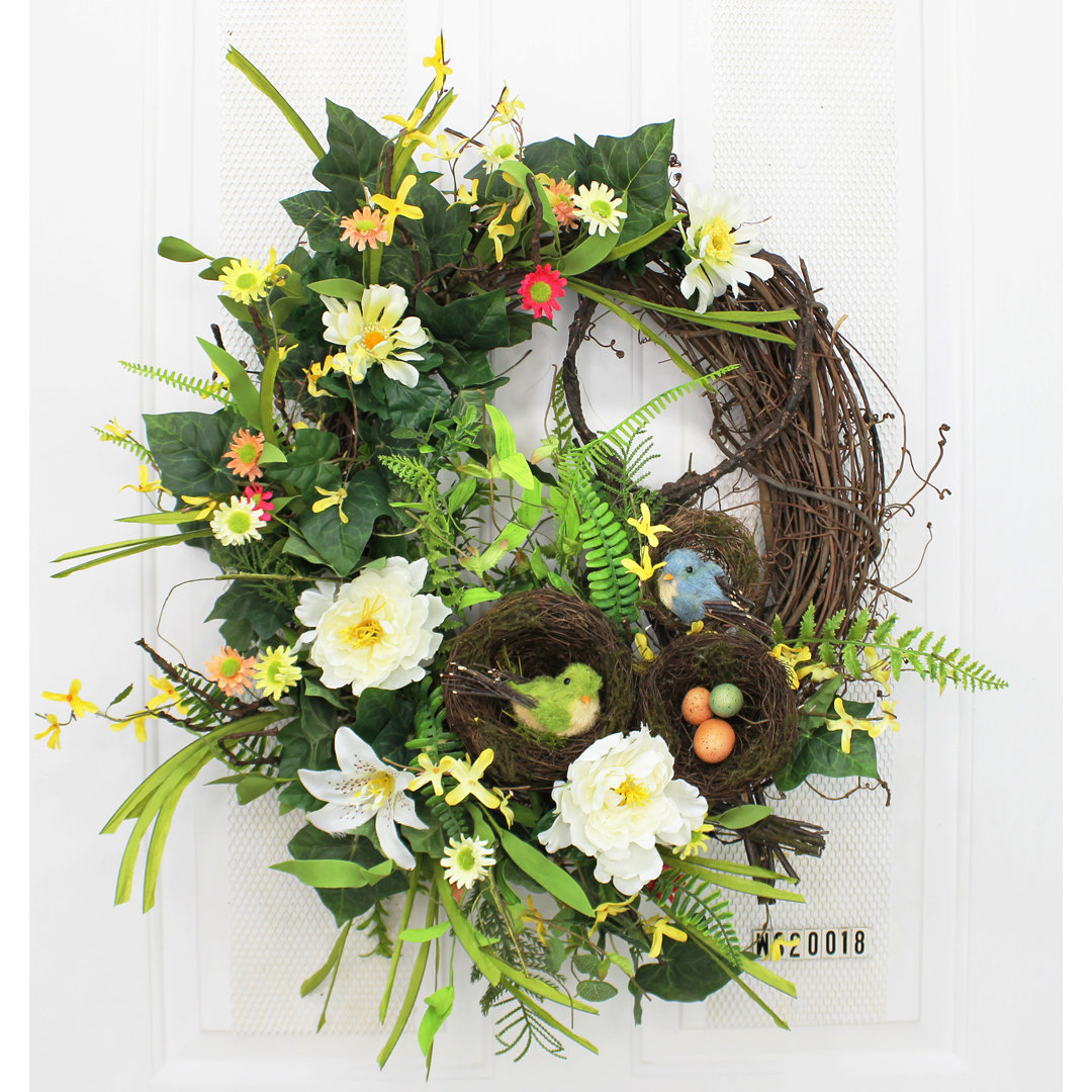 Faux Mixed Assortment Foam 24'' Wreath Rosalind Wheeler