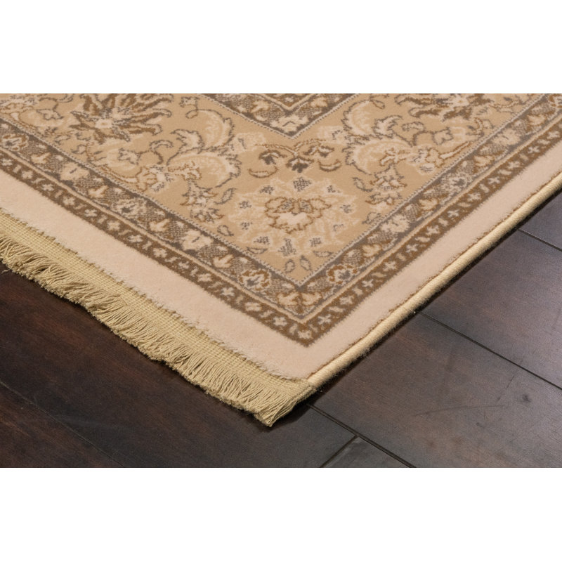Tapis de surface ivoire en laine brillante Hermione, Rectangle 2 pi 9 po x 11 pi 6 po