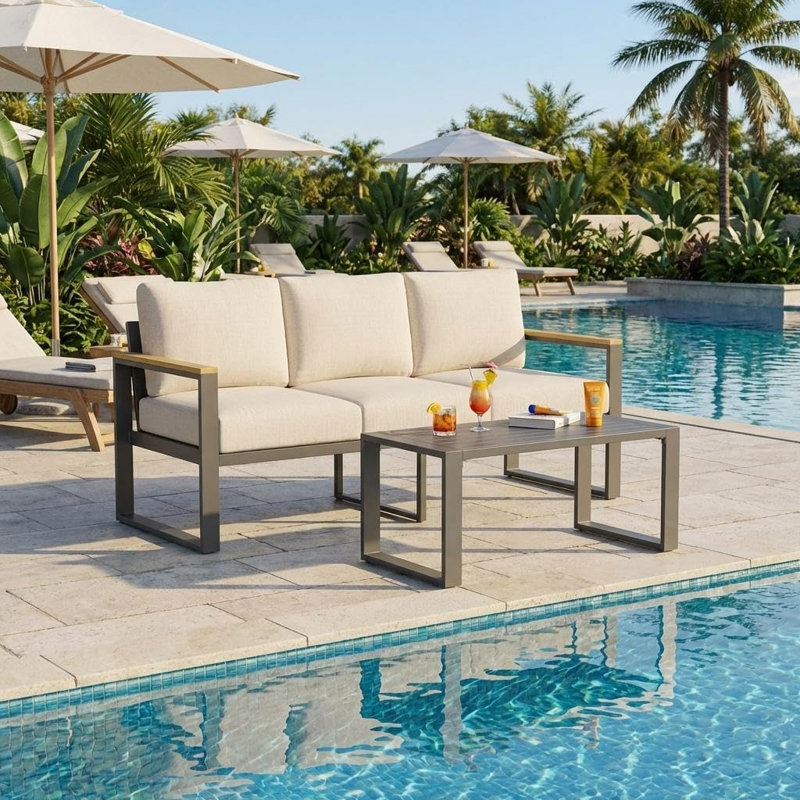 Ensemble de chaises de patio en aluminium Modern Modern, Beige