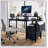 47.3"office desk with power outlet,2 Monitor Stands,2 drawers,Side Pocket,Easy to Assemble,Frame stability Reversible,use for home desk, computer desk, game table-1654943969