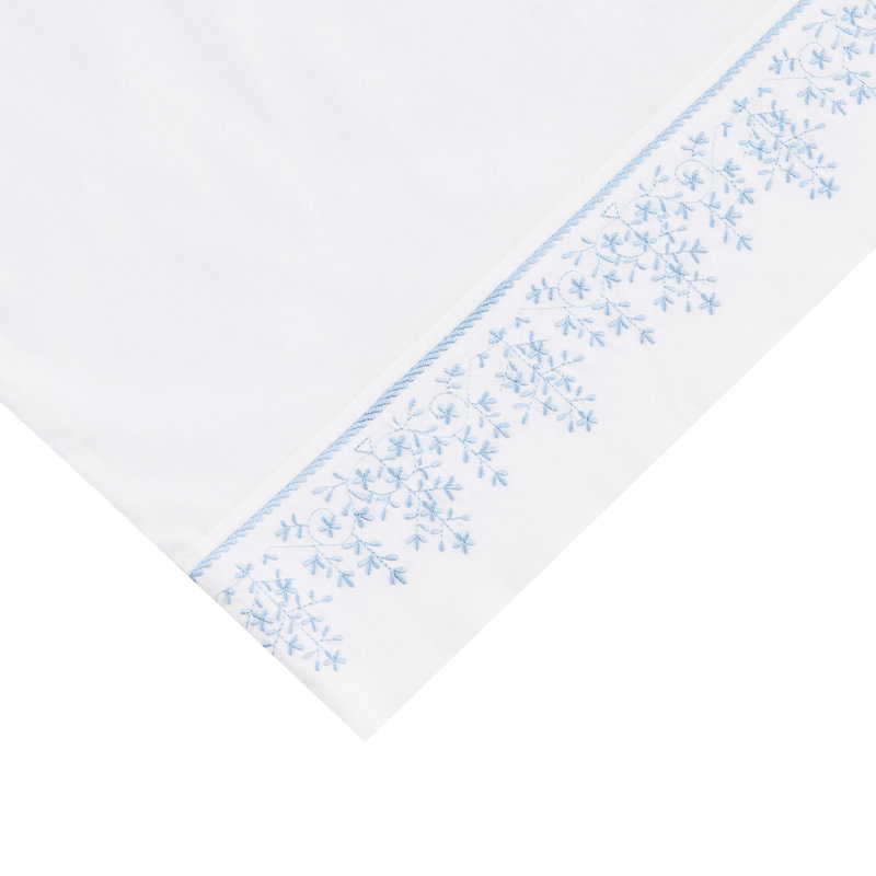 Cali 300 Thread Count Floral 100% Cotton Percale Sheet Set, California King Sheet Set with 2 Pillowcase, Blue