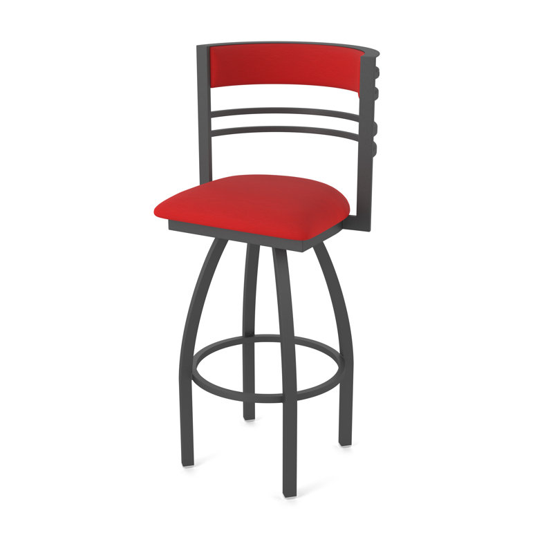 Hunter Swivel Stool, Tabouret de bar (siège d'une hauteur de 30 po), Étain, Vinyle - Rouge galop