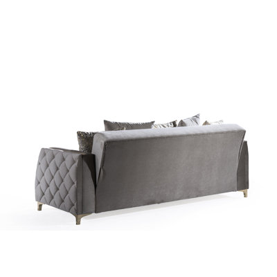 Taupe Velvet Upholstered 3 - Seat Modern Sleeper , Wood Frame, Hidden Bed, And Under For Spacious Living With Storage Primary Space