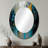 Abstract Geometric Black And Green III - Large Oval Wall Mirror On Metal-954034767