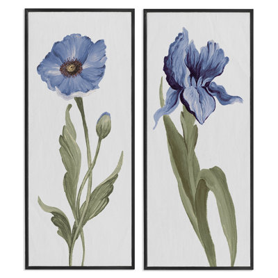 «Blue Poppy and Iris Flowers», ensemble de 2 giclées par Elizabeth Medley