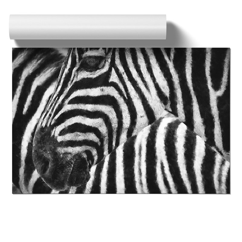 Zebra Painting - Frameless Print, 42cm H x 59cm W x 0.1cm D
