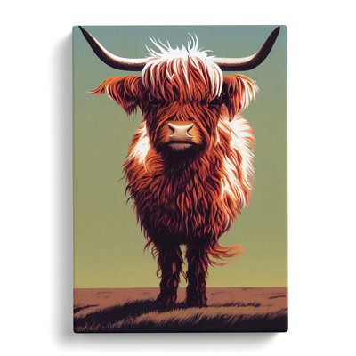 A Curious Highland Cow - Wrapped Canvas Print