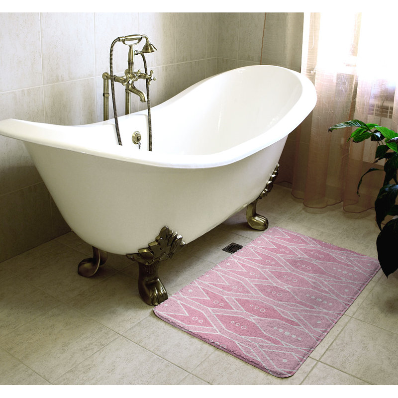 Tapis pour salle de bain Trellis, l 21 po x L 34 po, Rose