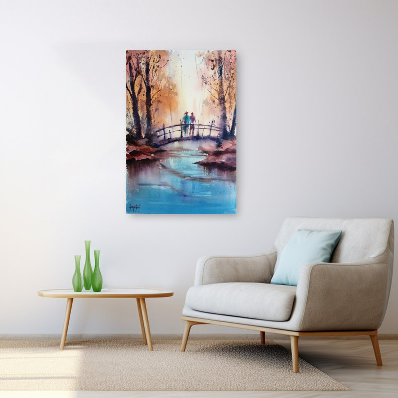 Impression romantique sur un paysage d'automne romantique, 48" H x 32" W