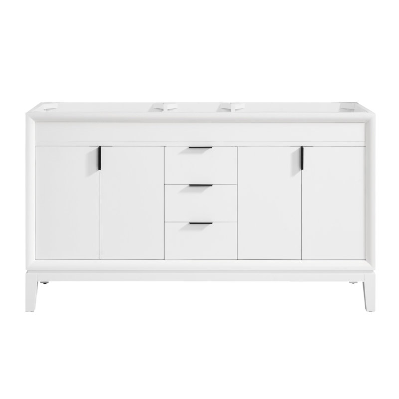 Emma 60'' Double Bathroom Vanity Base Only, White/Black Bronze