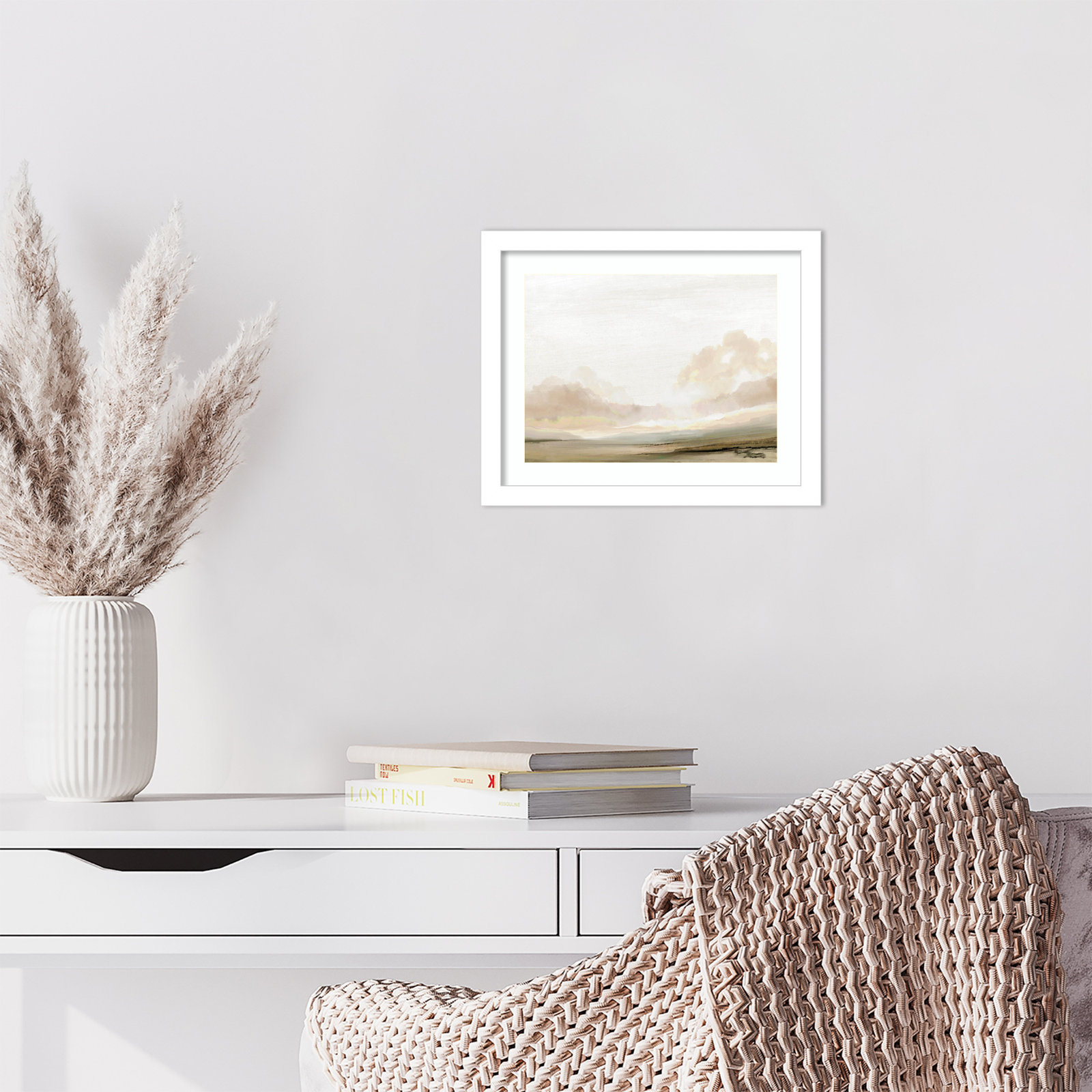 Southern Landscape by Dan Hobday, 11" H x 13" W x 1" D, White