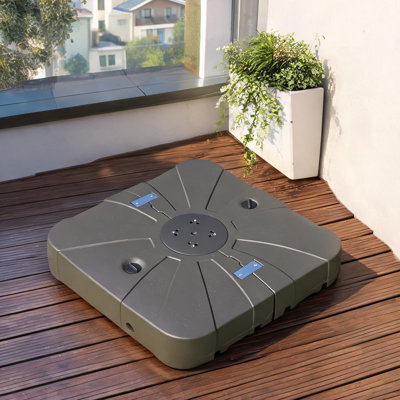 Parasol de parasol et accessoires avec 13,7 po, jumelant Hdpe brun café et acier avec brun riche et carré 34,75