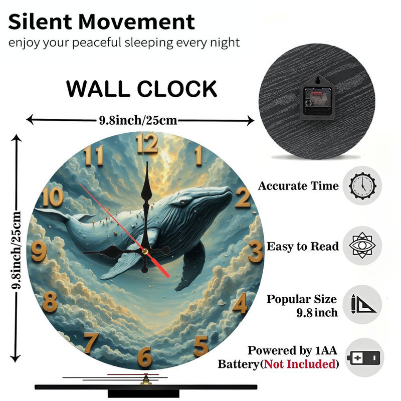 Whale Art Clock Decor