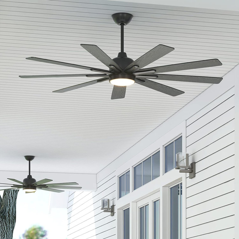 Demarie 62" 9-Blade Standard Ceiling Fan with Remote Control & LED Lights