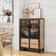 Élégante armoire de rangement avec 2 grandes portes supérieures et 2 petites portes inférieures-1266534982