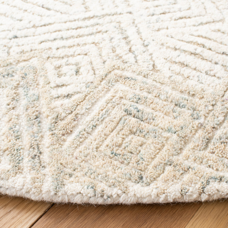 Metro Hand Tufted Wool And Cotton With Latex Geometric Rug, Round 6'
