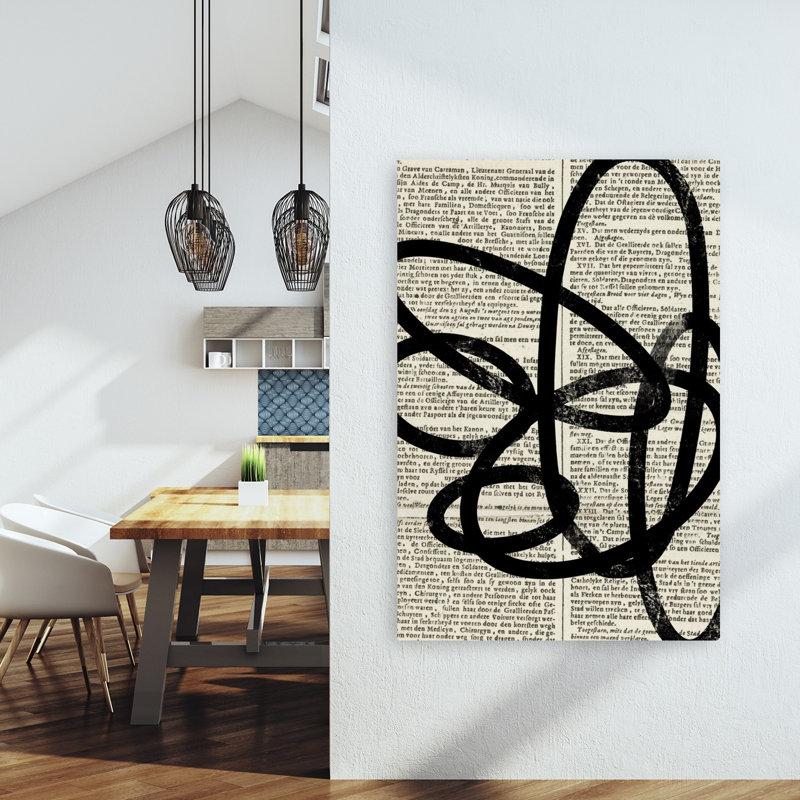 Abstract Text Lines Abstract Modern Wall Art Print 1 Piece Wrapped Canvas Wall Art, 152.4cm H x 101.6cm W