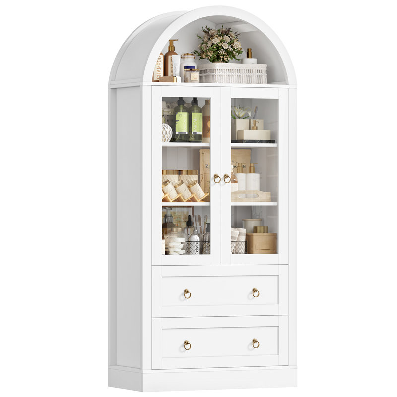 69.7"H Arched Freestanding Bathroom Cabinet, White